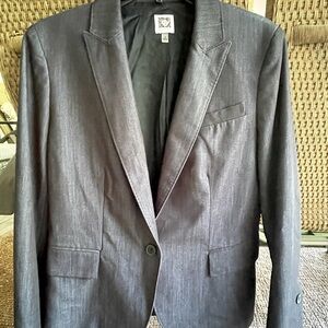 Classic Dark Denim-look Women's Skirt Suit